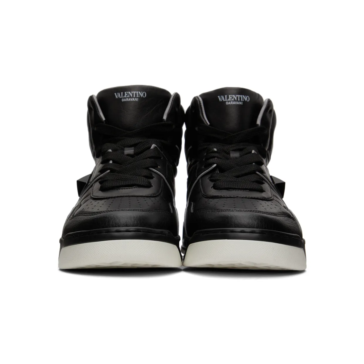 Valentino Garavani Black & Grey Nappa One Stud Sneakers (XY2S0E63NWN) (2)
