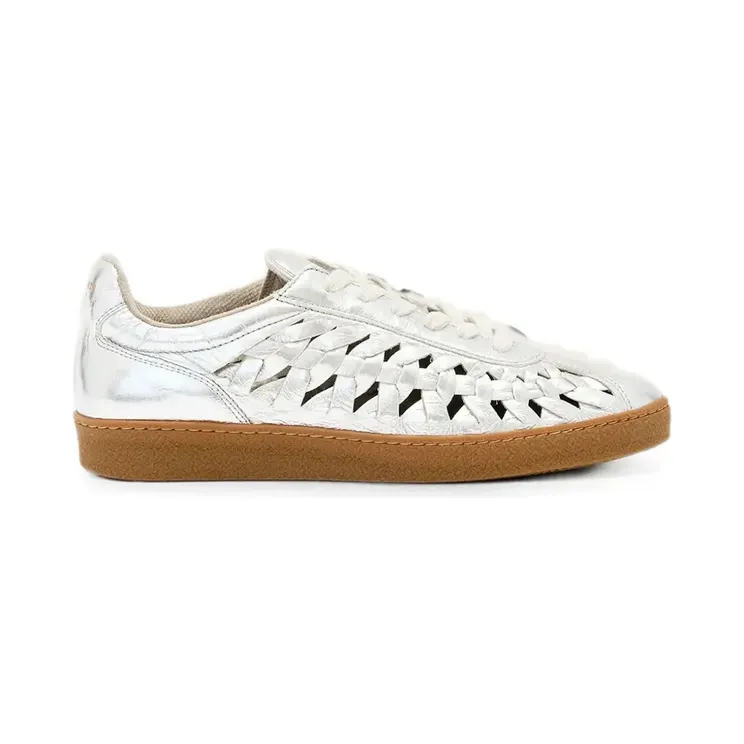 AllSaints mit gewebtem Lederdetail im Metallic-Look “White” (W141FC)