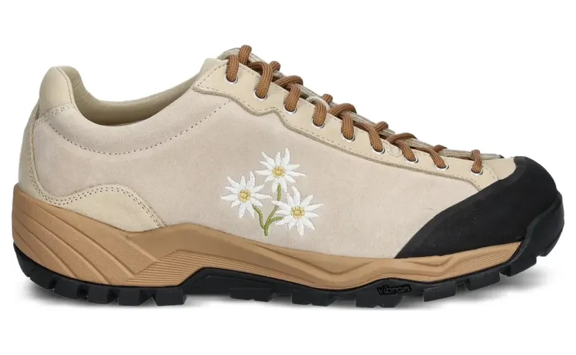 Diemme Movida Stella Alpina suède sneakers met geborduurde bloemen – Beige (DI25SPMOMF06X055CRE)