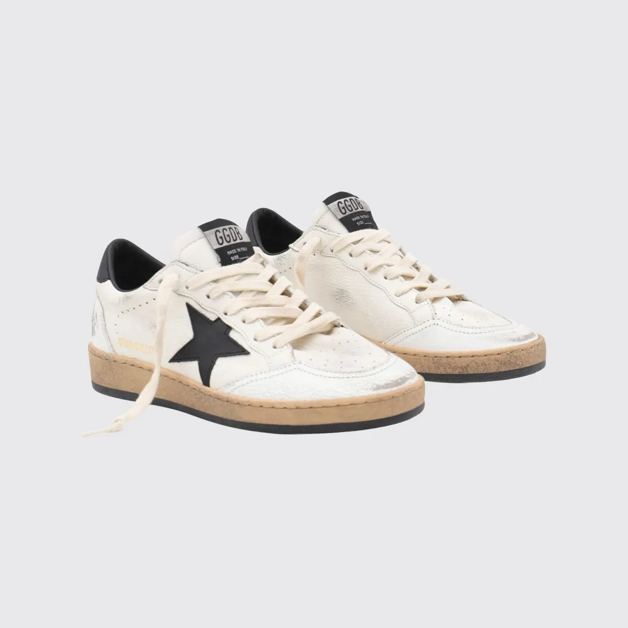 Golden goose Ball Star Crackle Leather Low-Top Sneakers with Distressed Effect White (GWF00117F00377110283)