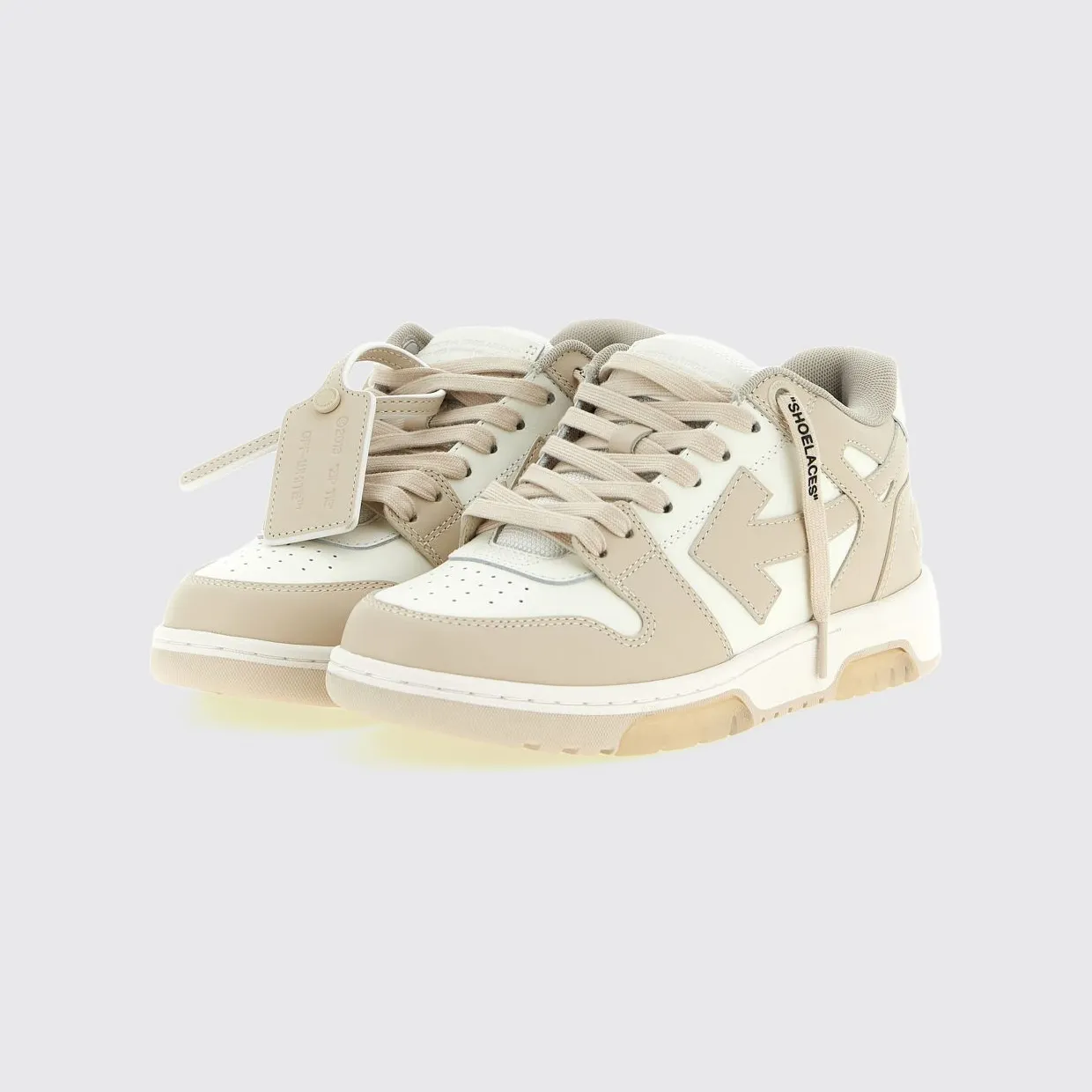 Off-White Out Of Office Bicolor Leather Sneakers with Applied Logo Beige (W259C9L0060161)