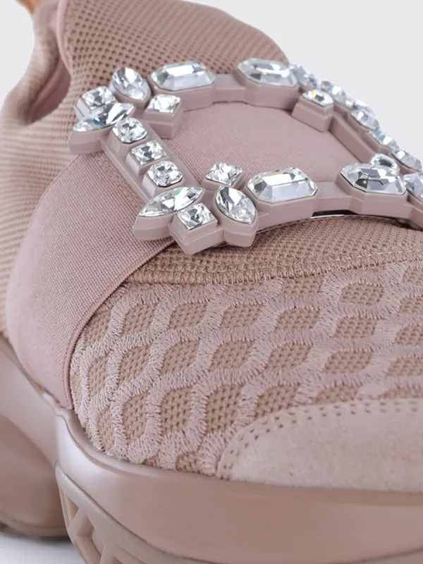 Roger Vivier Viv’ Run Knit Slip-On Trainers with Jewelled Buckle Beige (RVW50645830VRA0AHA) (3)