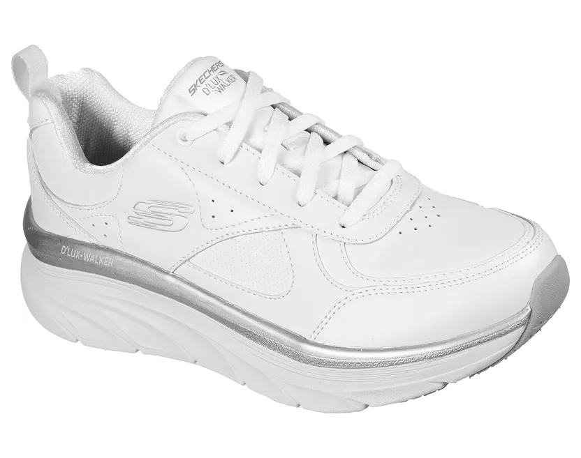 Skechers Relaxed Fit: D’Lux Walker Timeless Path “White / Silver (149312 Wsl)” (149312WSL)