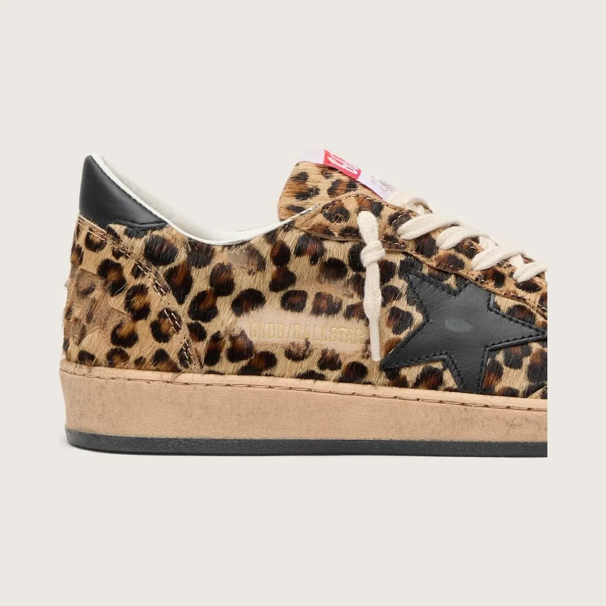 Golden Goose Ball Star In Leo-Print Pony Skin, Black Leather Star & Heel Tab (GWF00117.F003427.81629) (4)