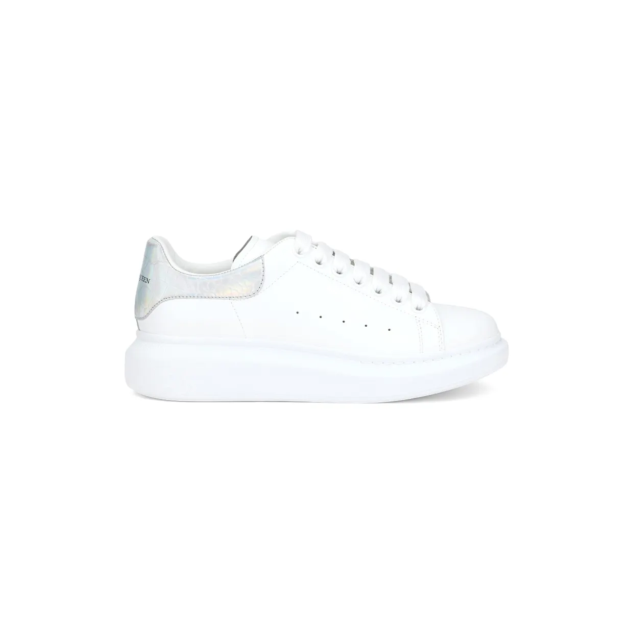Alexander McQueen Oversized White Iridescent Heel Tab (553770 WIB9V 9637) (2)