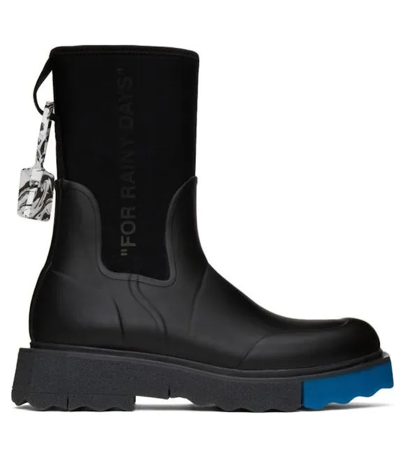 Off-White  New Rubber Neoprene Boot Black White (OMIA230F21MAT0011001)