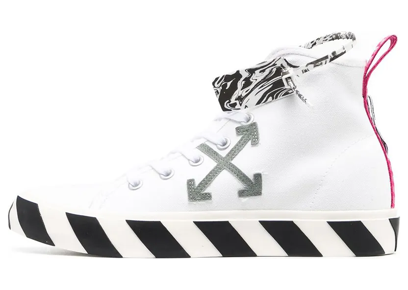 Off-White White and Grey Vulcanized Mid-Top Sneakers (OMIA119R21FAB0010109)