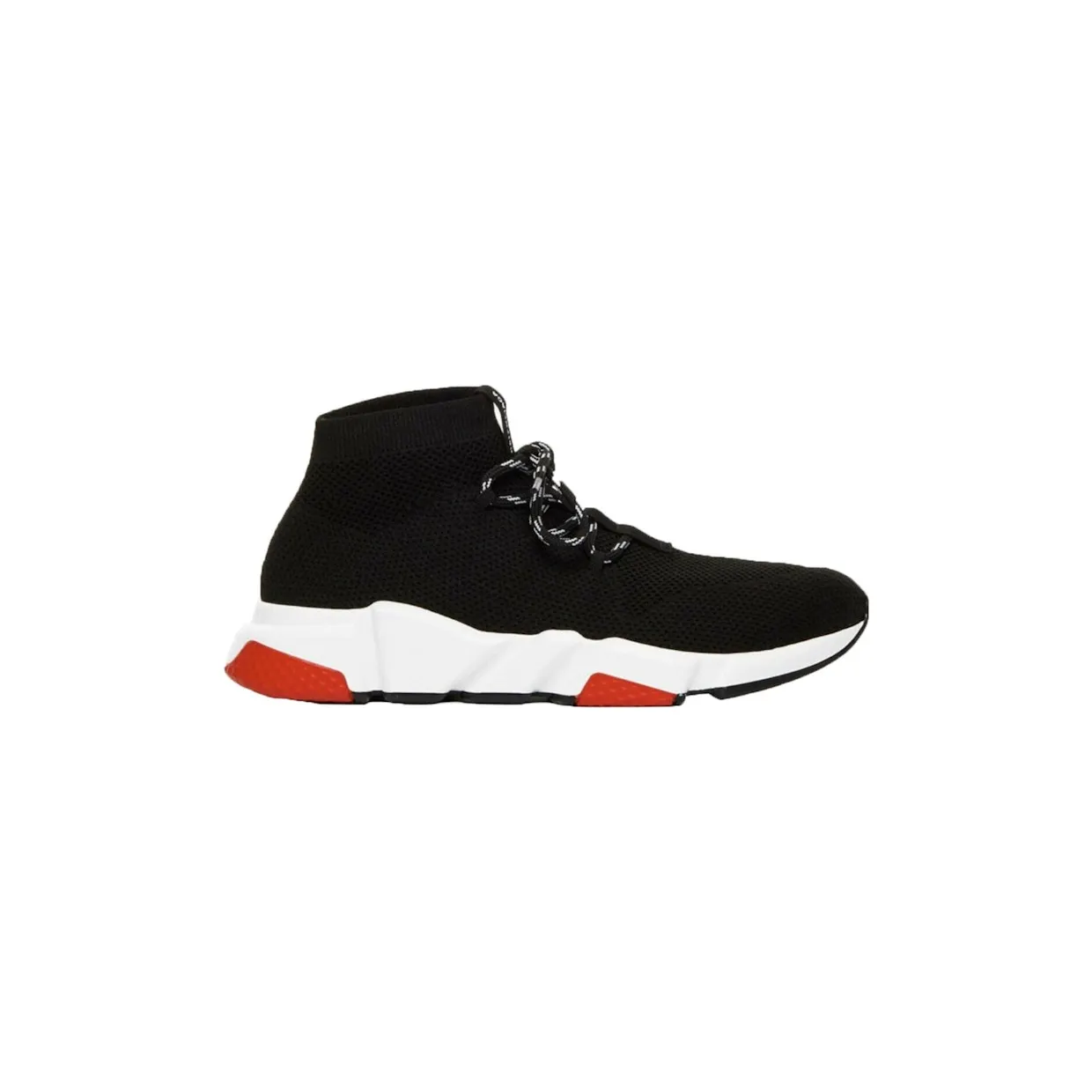 Balenciaga Speed Trainer Lace Up Black Black White Red (530357W07U01000) (2)