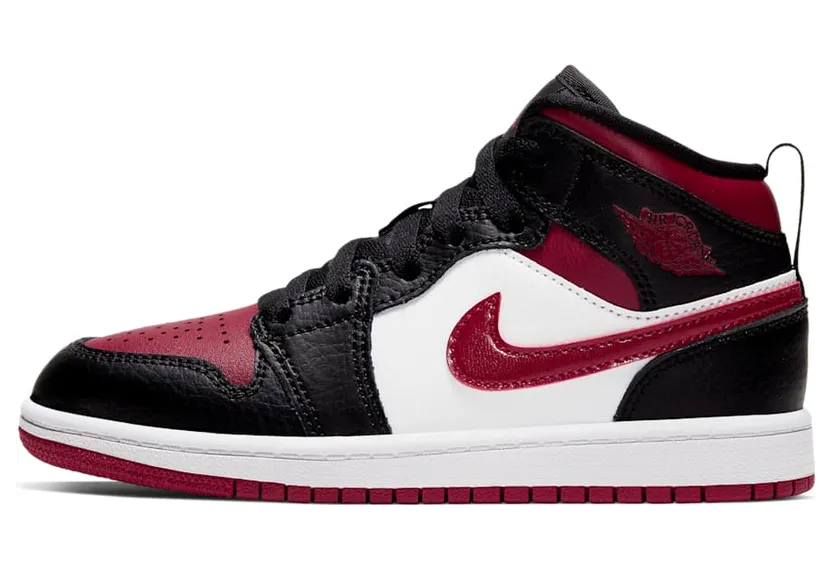 Jordan 1 Mid PS ‘Bred Toe’ “Black / White / Noble Red” (640734-066)