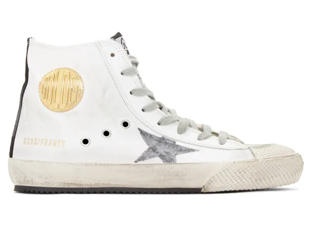 Golden Goose White and Grey Canvas Francy Sneakers (G35MS591.C21)