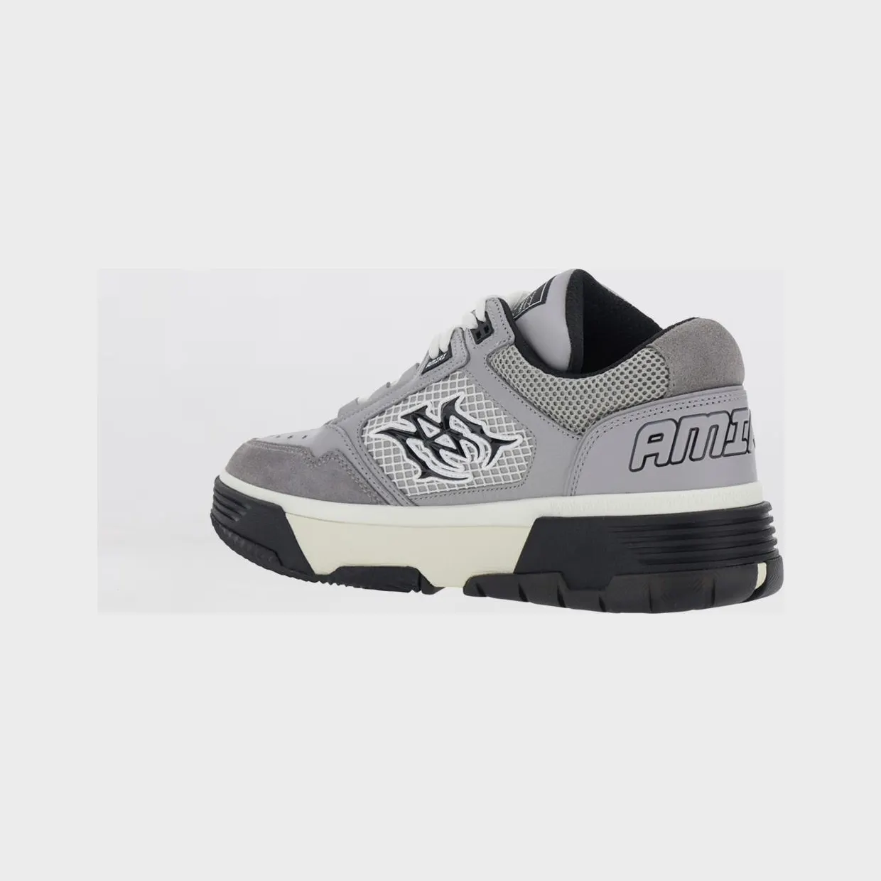 Amiri MA-94 Leather and Mesh Sneakers with Monogram and Suede Details Grey (AMSNSN1088030) (2)