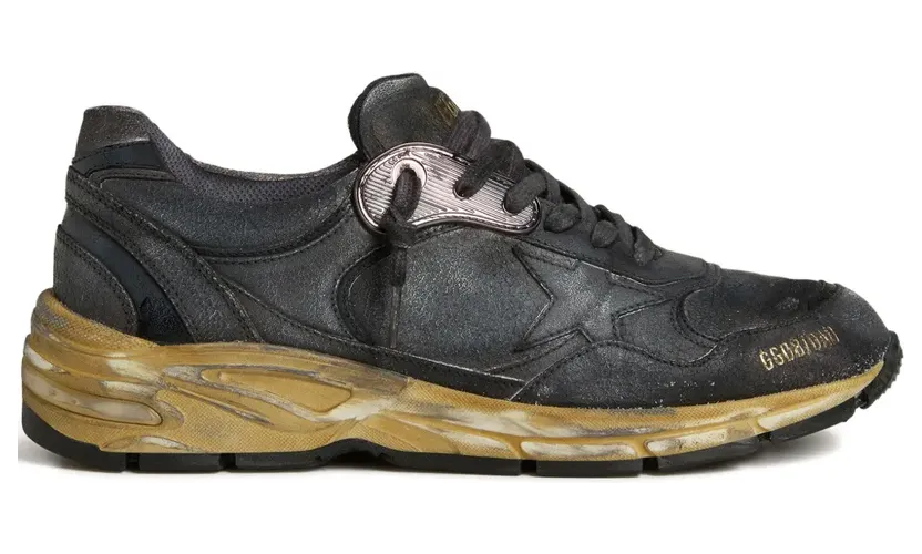 Golden Goose Dad-Star leren sneakers met gebarsten effect – Zwart (GWF00884F007839)