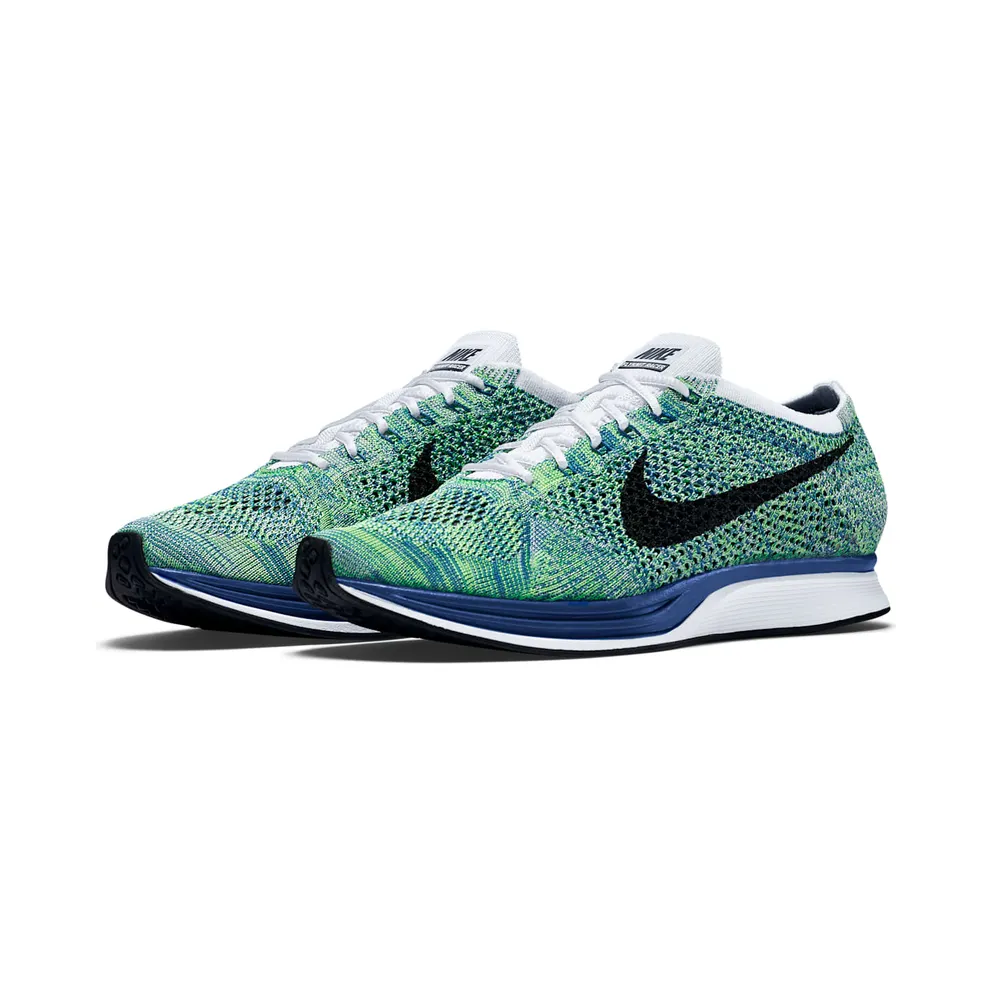 Nike Flyknit Racer Tranquil White/Black-Game Royal-Green Strike (526628-104)
