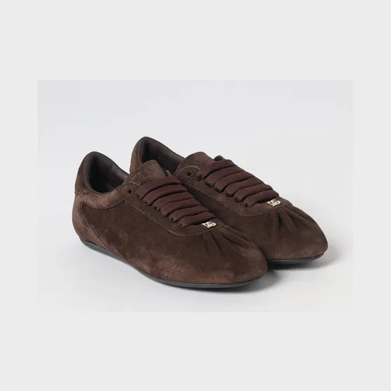 Dolce & Gabbana Suede Low-Top Sneakers with Embossed Logo Ebony (CK2485A058180081)