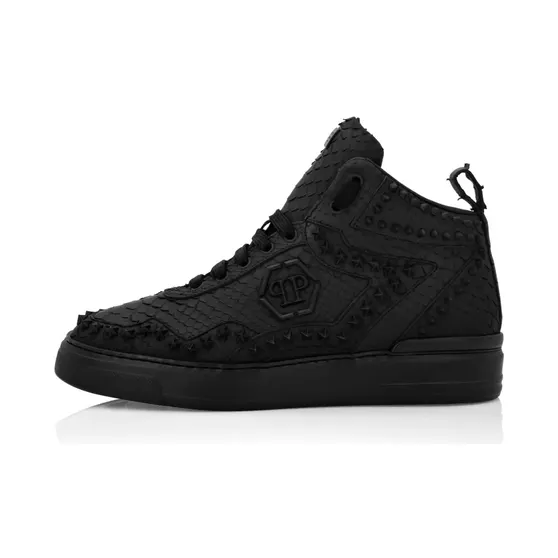 Philipp Plein Leren mid-top met studs “Black” (AADSMSC4004PLE029P)