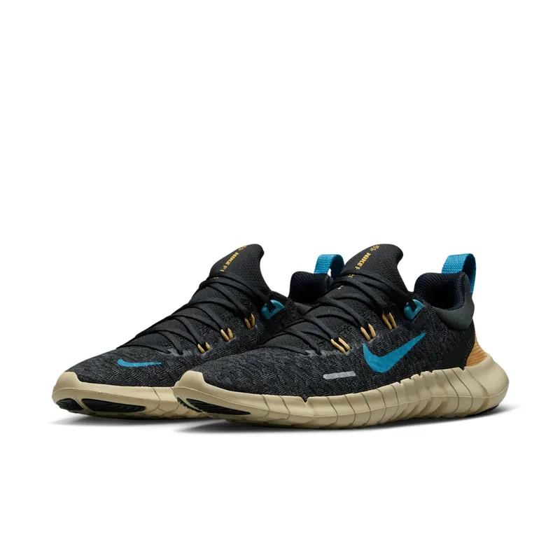 Nike Free Run 5.0 Next Nature Black Anthracite Wheat Gold Noise Aqua (CZ1891-008)