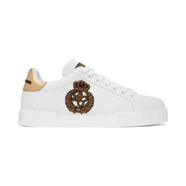Dolce & Gabbana White Logo Patch Portofino Sneakers (CS1761 AH136)