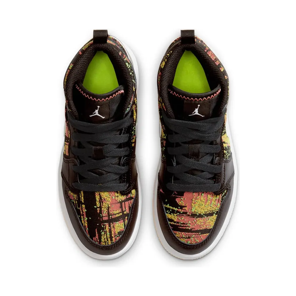 Jordan 1 Mid Black Laser Orange Bright Melon (PS) Black/Laser Orange-Bright Melon-White (640737-003)