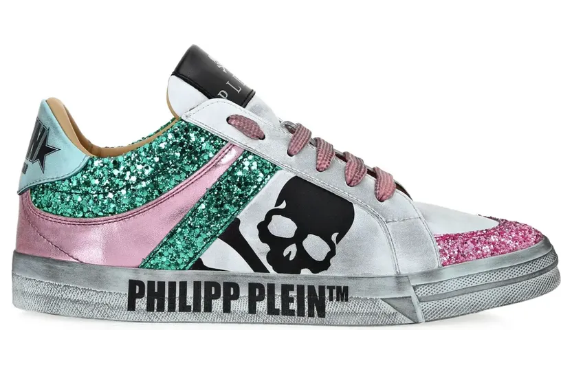 Philipp Plein Glitter Skull Sneakers – Weiß (PABSWSC2589PLE010N)