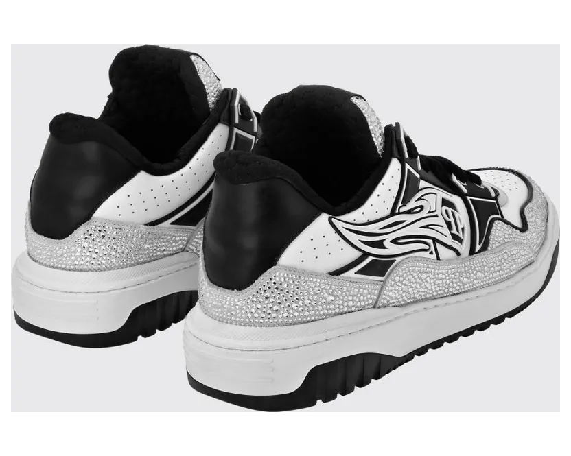 Philipp plein Leather and Rubber Rhinestone Sneakers White 1 (SAESMSC4015PLE010N0102) (2)