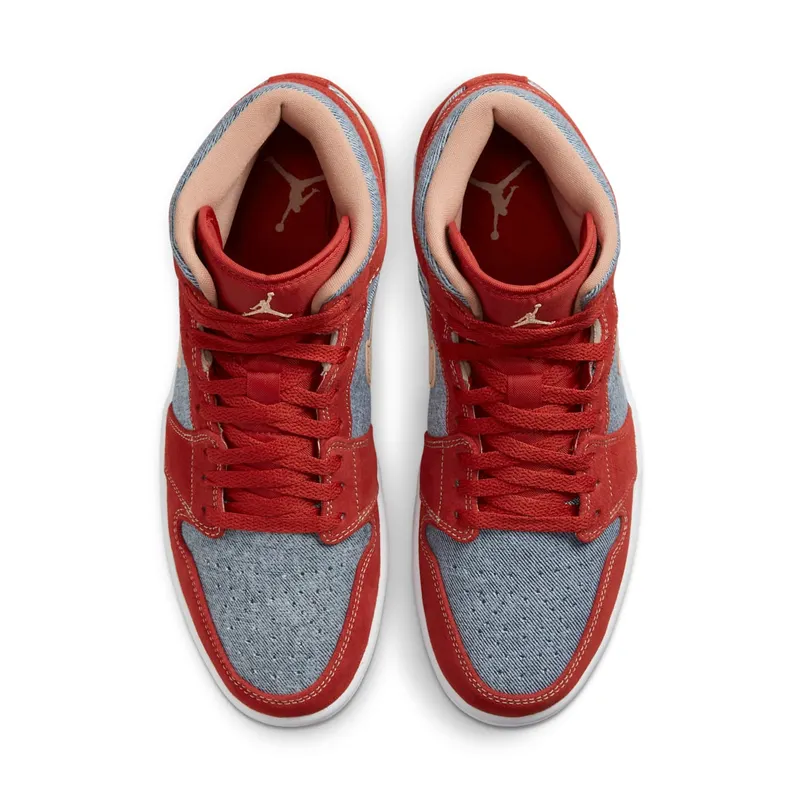 Jordan 1 Mid Denim – “Cinnabar / Hemp / White” (DM4352-600)