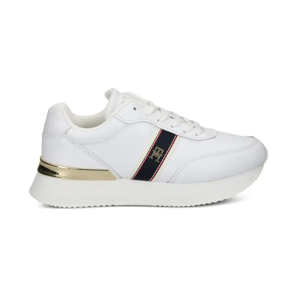 Tommy Hilfiger Gestreepte leren low-top – White (FW0FW08904)