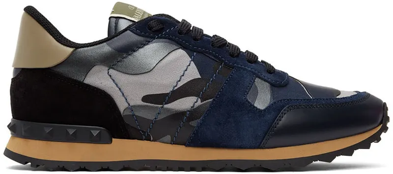 Valentino Garavani Blue & Grey Camo Rockrunner Sneakers (WY2S0723XVU)