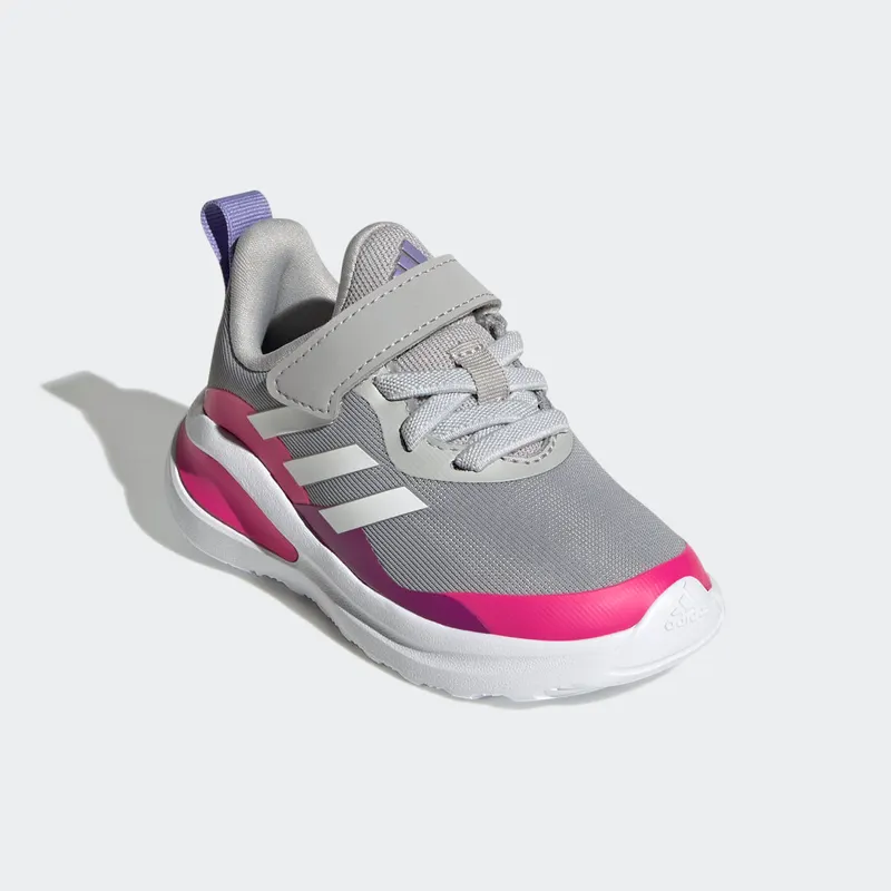 Adidas FortaRun Elastic Lace Top Strap Running Shoes Grey Two / Cloud White / Shock Pink (H04131)
