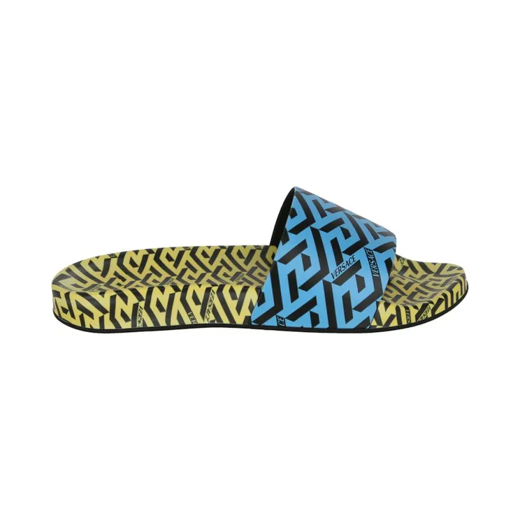 Versace Greca Print Slides Yellow Blue (DSU6516-1A0173-5Y120)