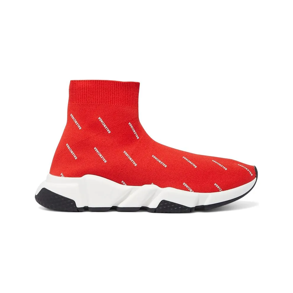 Balenciaga Speed Trainer Logo Print Red White (530360 W0650 6577)