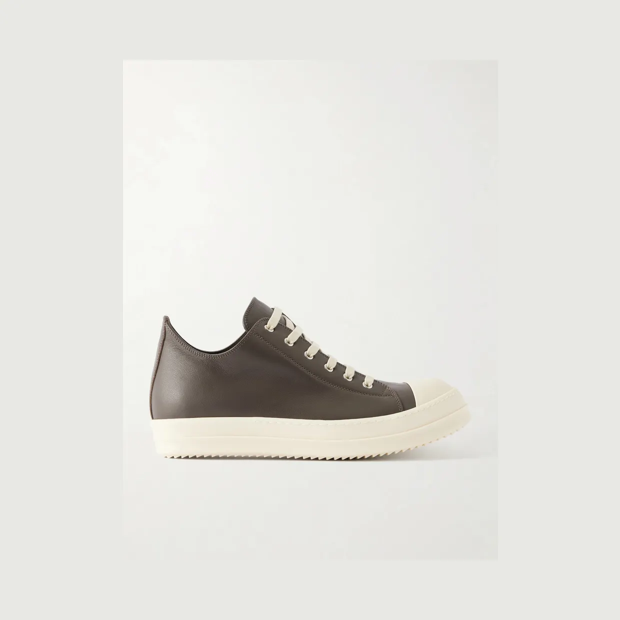 Rick Owens Ramones Leather and Rubber Sneakers Dark brown (RU02F4891)