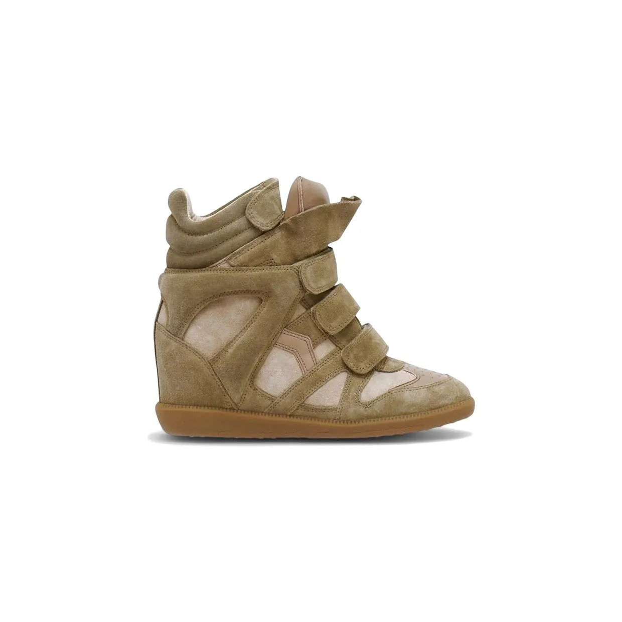 Isabel Marant Bekett Leather Wedge Sneakers Taupe (BK0010FA-A1E19S-50TA)