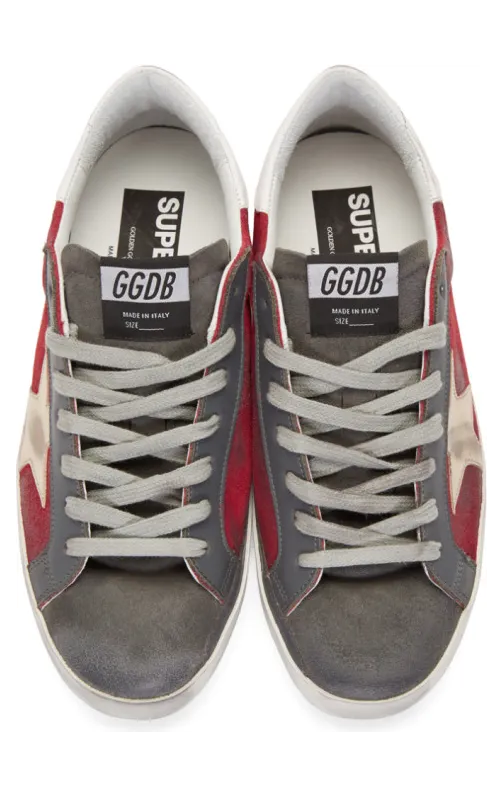 Golden Goose Red and Grey Suede Superstar Sneakers (G35MS590.Q54) (4)