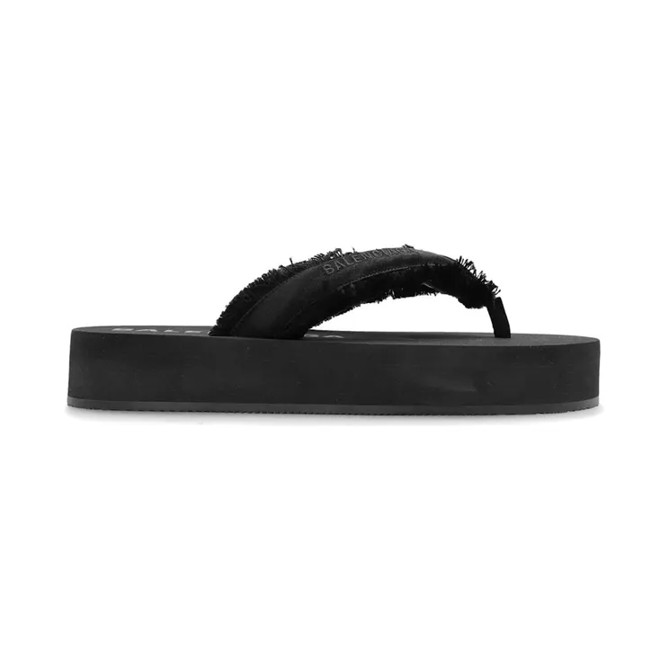 Balenciaga Jet Lag Thong Sandals Black Brushed Satin (870111 W0WM0 1000)
