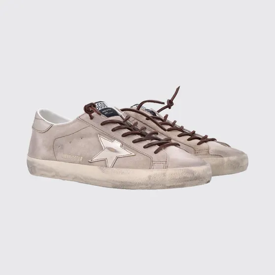 Golden goose Super-Star Distressed Suede Leather Sneakers Beige (GMF01002F00875015647)