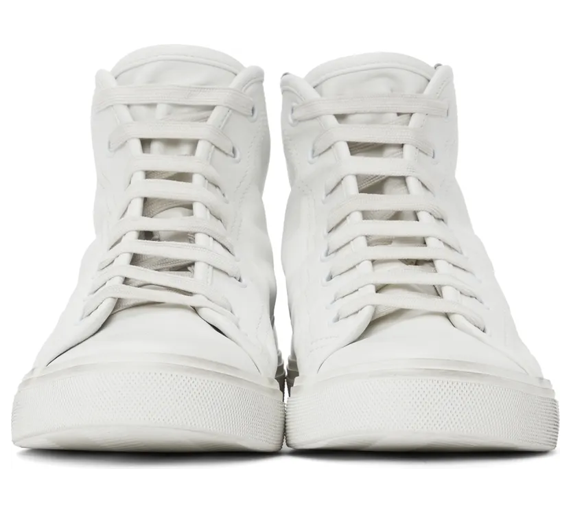 Saint Laurent White Leather Malibu Mid-Top Sneakers (64924900NG0) (2)