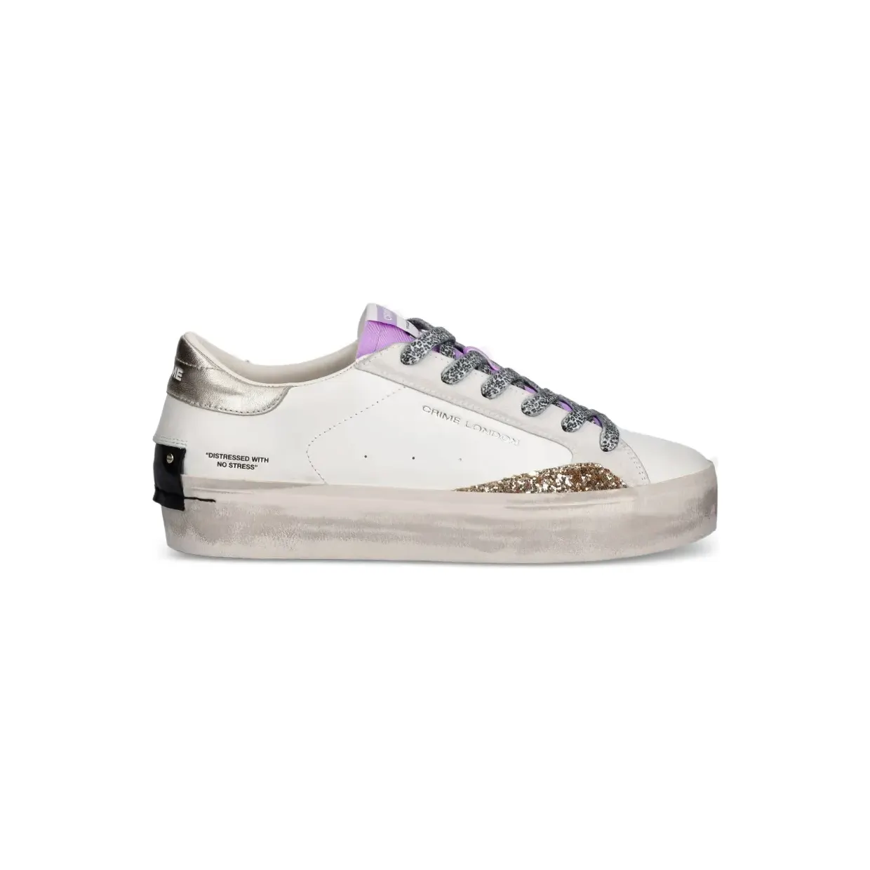 Crime London Distressed Platform mit Glitzer-Detail “White” (29055PP810)
