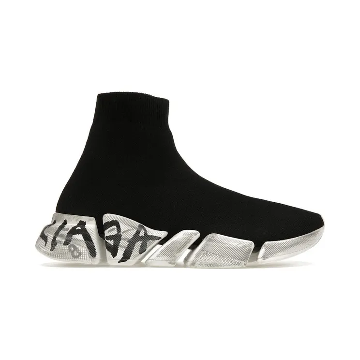 Balenciaga Speed 2.0 Graffiti Recycled Knit Black White (617239W2DD41091)