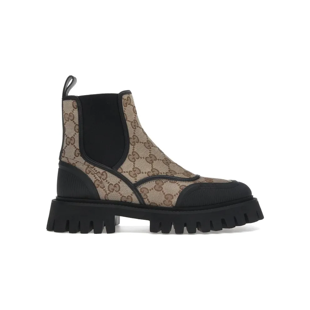 Gucci GG Jacquard Canvas Ankle Boots Beige Ebony (751711 FABSQ 9751)