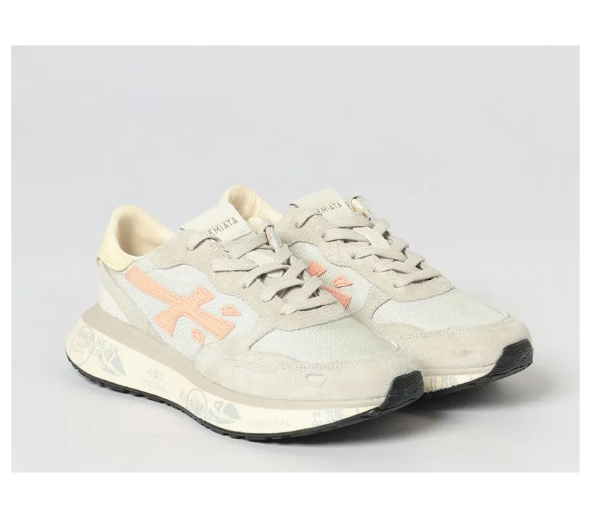 Premiata Lauryn Sneakers in Leather and Mesh Grey 1 (LAURYN8184)