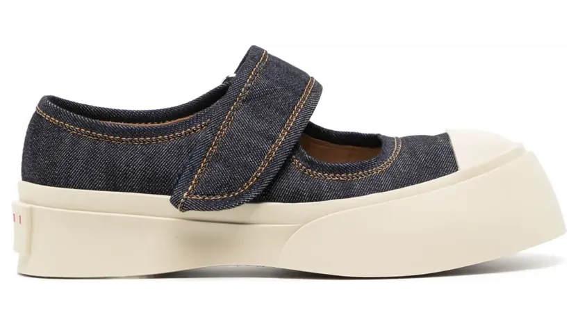 Marni Sneakers Mary Jane aus Denim – Nude (SNZW003120P4155)