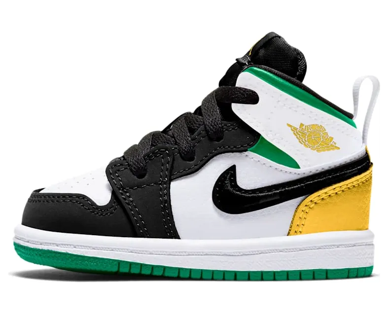 Jordan 1 Mid SE White Laser Orange Lucky Green (TD) “White / Black / Lucky Green / Laser Orange” (BQ6933-101)