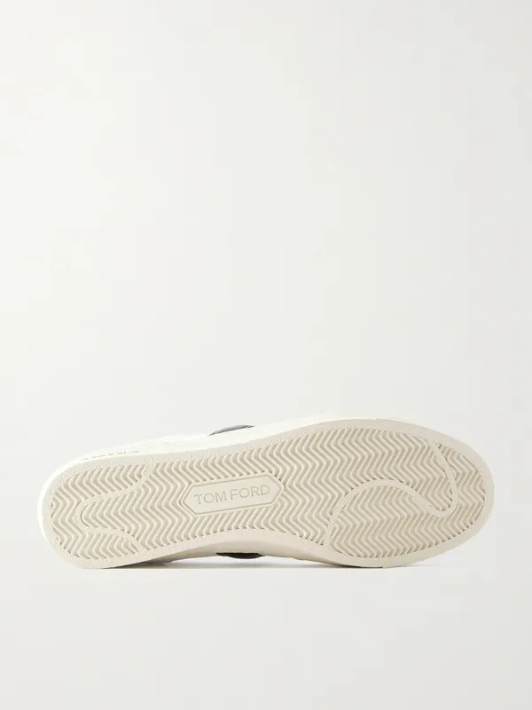 Tom Ford Blake Suede-Trimmed Leather White (J1597-LCL532N)