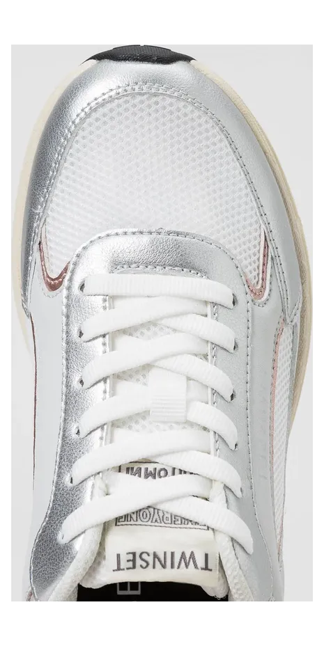 Twinset Laminated Leather And Mesh Sneakers White (261TCP02610721) (2)