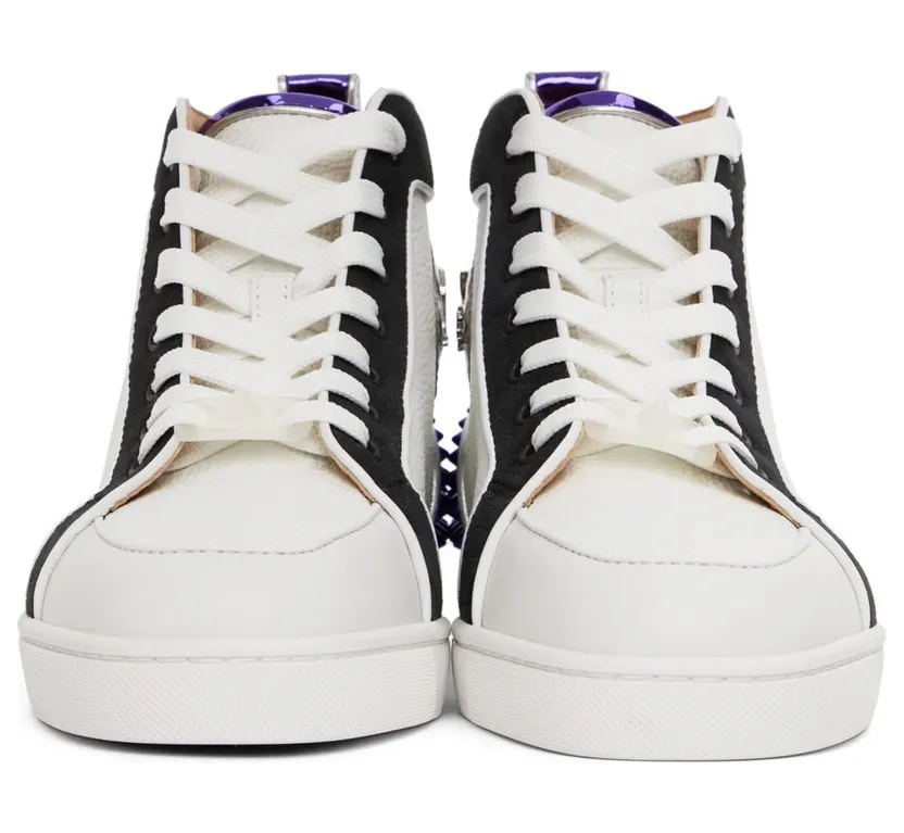 Christian Louboutin White & Black Rantus Spikes Sneakers (1220369) (2)
