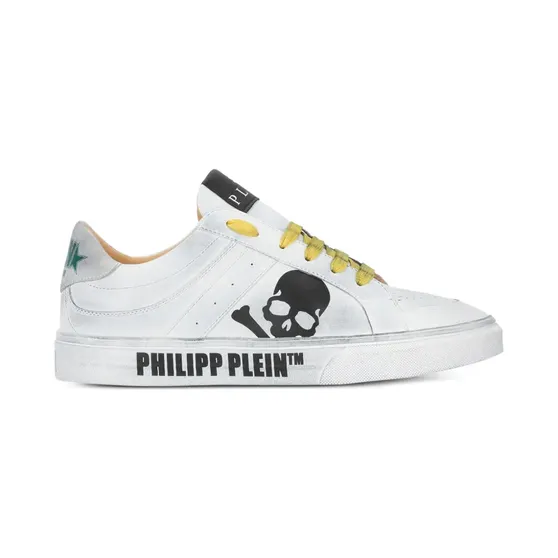 Philipp Plein Retrokickz TM leren low-top met doodskop “White” (LAESUSC0989PLE010N)