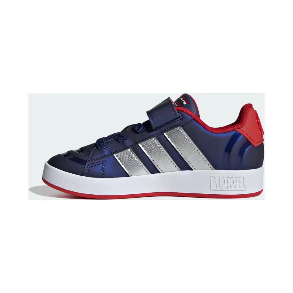 adidas Marvel Avengers Grand Court Shoes Kids “Dark Blue / Matte Silver / Better Scarlet” (HP3619)