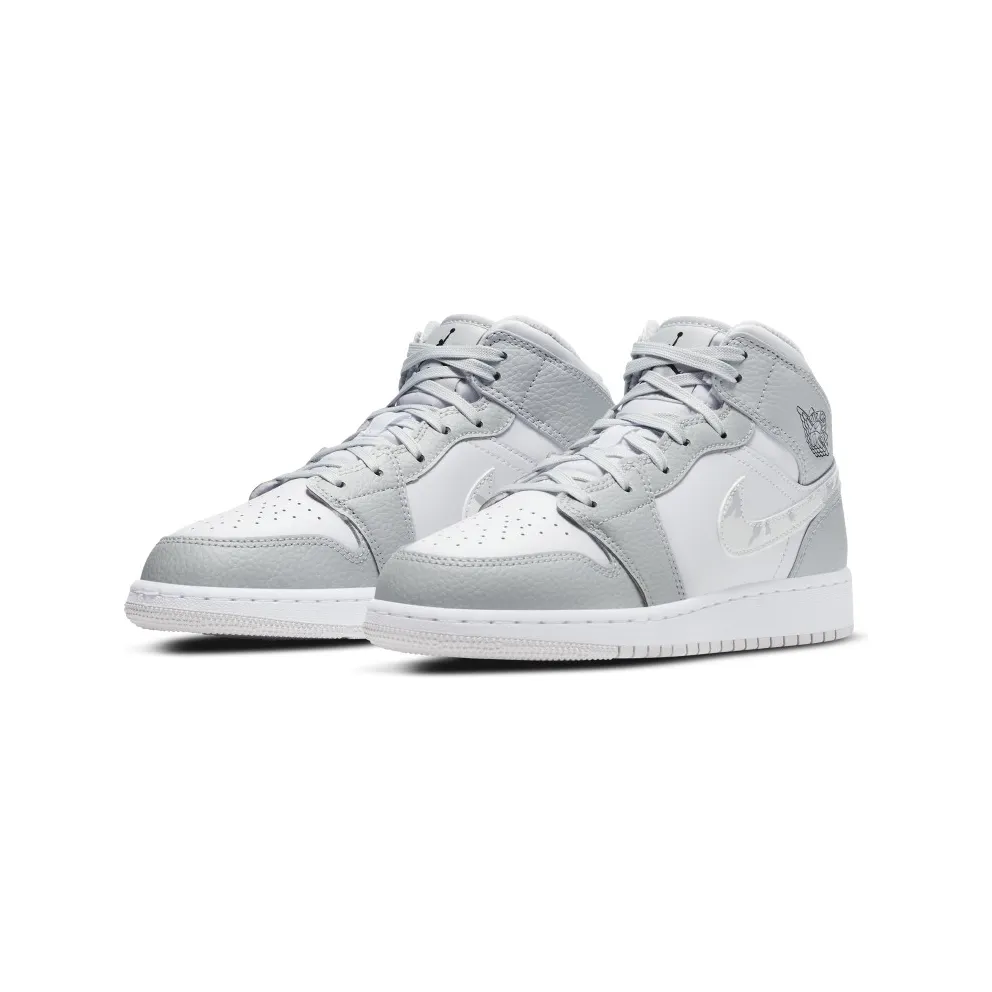 Jordan 1 Mid Grey Camo (GS) White/Photon Dust-Grey-Fog (DD3235-100)