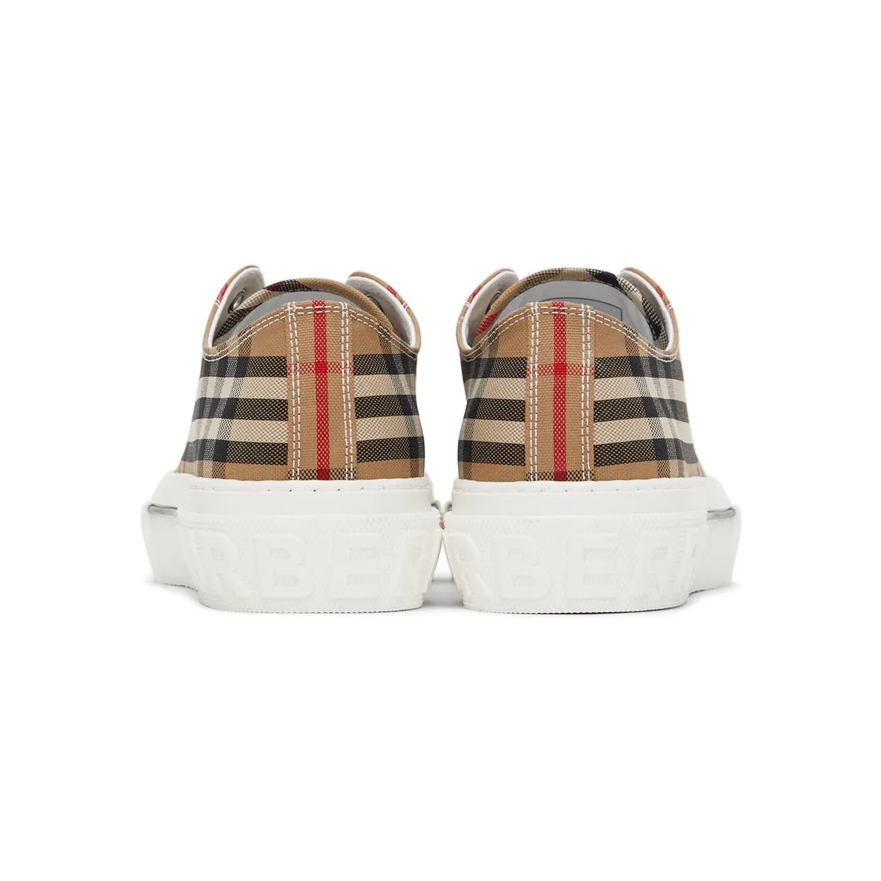 Burberry Beige Cotton Check Sneakers (8049745) (2)