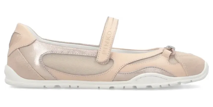 PINKO Sneakers met klittenband en logodetail – Beige (SS0187P020)